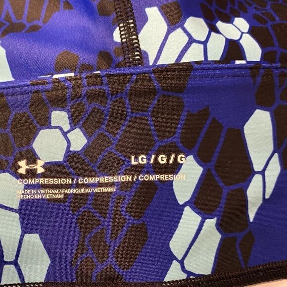 Under Armour Blue/Black Crop Compression Legging Tights Size Large - Picture 4 of 6